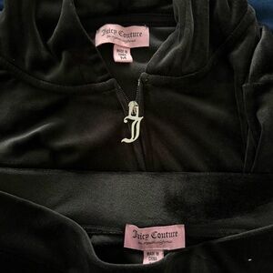 Juicy Couture Velour Zip-up Sweater and Sweatpant Set - black M